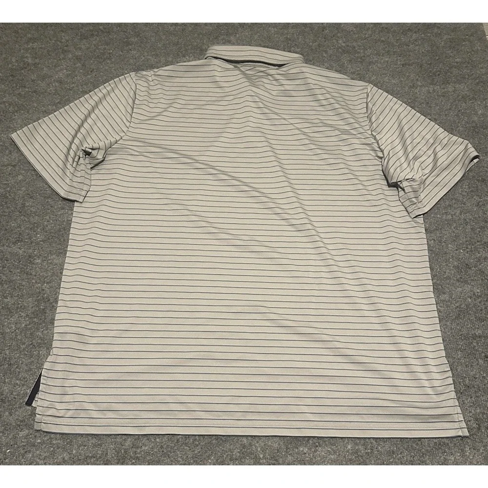 RLX Ralph Lauren Men's XXL Grey Striped Performance Golf Polo Shirt Stretch EUC